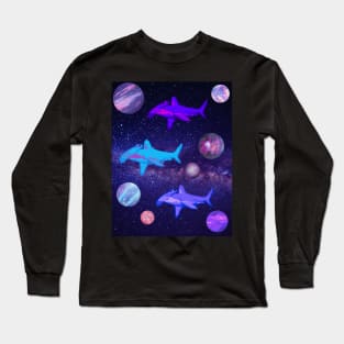 Hammerhead Sharks in Space Long Sleeve T-Shirt